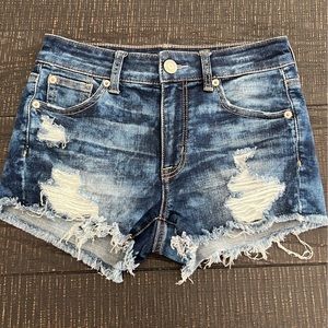 American Eagle Ripped Hi-Rise Jean Shortie Shorts